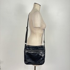 Jack Georges Voyager Handmade Buffalo Leather Crossbody Bag - Black MRSP 240