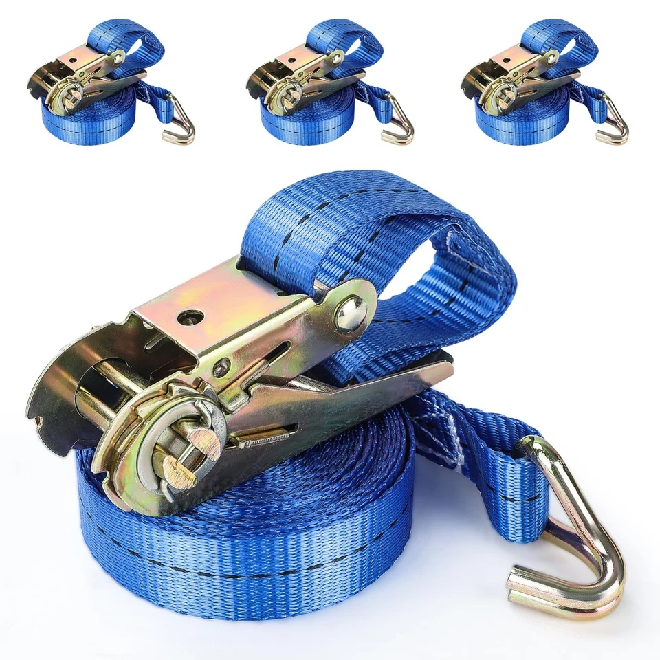 4X Ratchet Straps Tie Down 25mm 5 Meters 800KG Claw Lorry Lashing Handy Straps