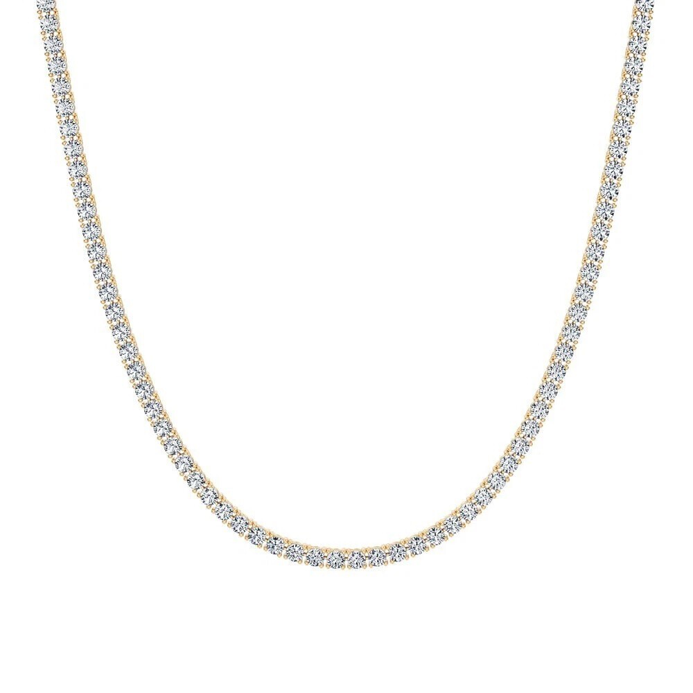Lab Grown Diamond 20'' Inch Tennis Necklace D VS 18.00 Carat 14k Gold Plated
