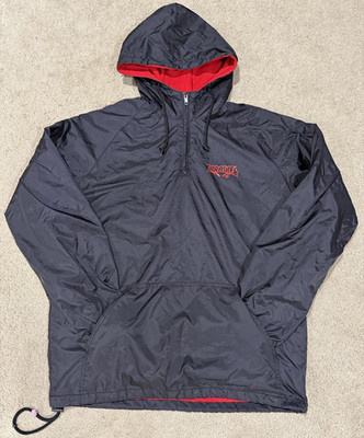 Thrasher Men's Hooded Half-Zip Nylon Windbreaker Jacket Black Red Size L