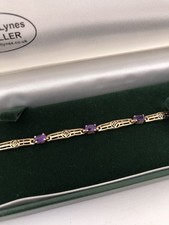 Vintage Tennisarmband 9 kt 9 kt Gelbgold Amethyst lila Mackintosh Rose 375