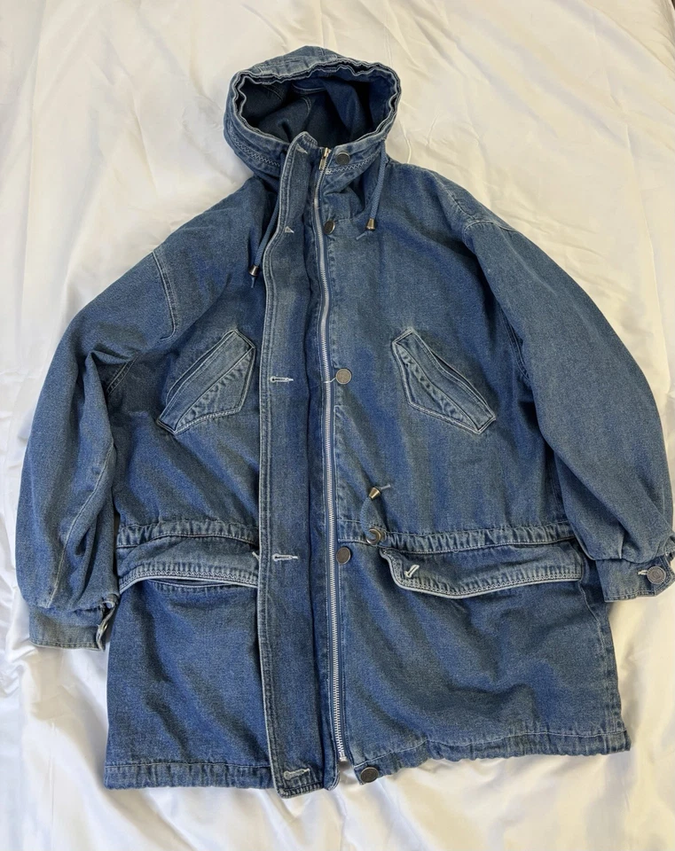 Vintage Mulberry Street Denim Coat Trench Jean Jacket Retro 80’s Oversized - Image 2 of 4