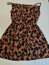 Sleeveless Animal Print Dress Brown And Black Medium