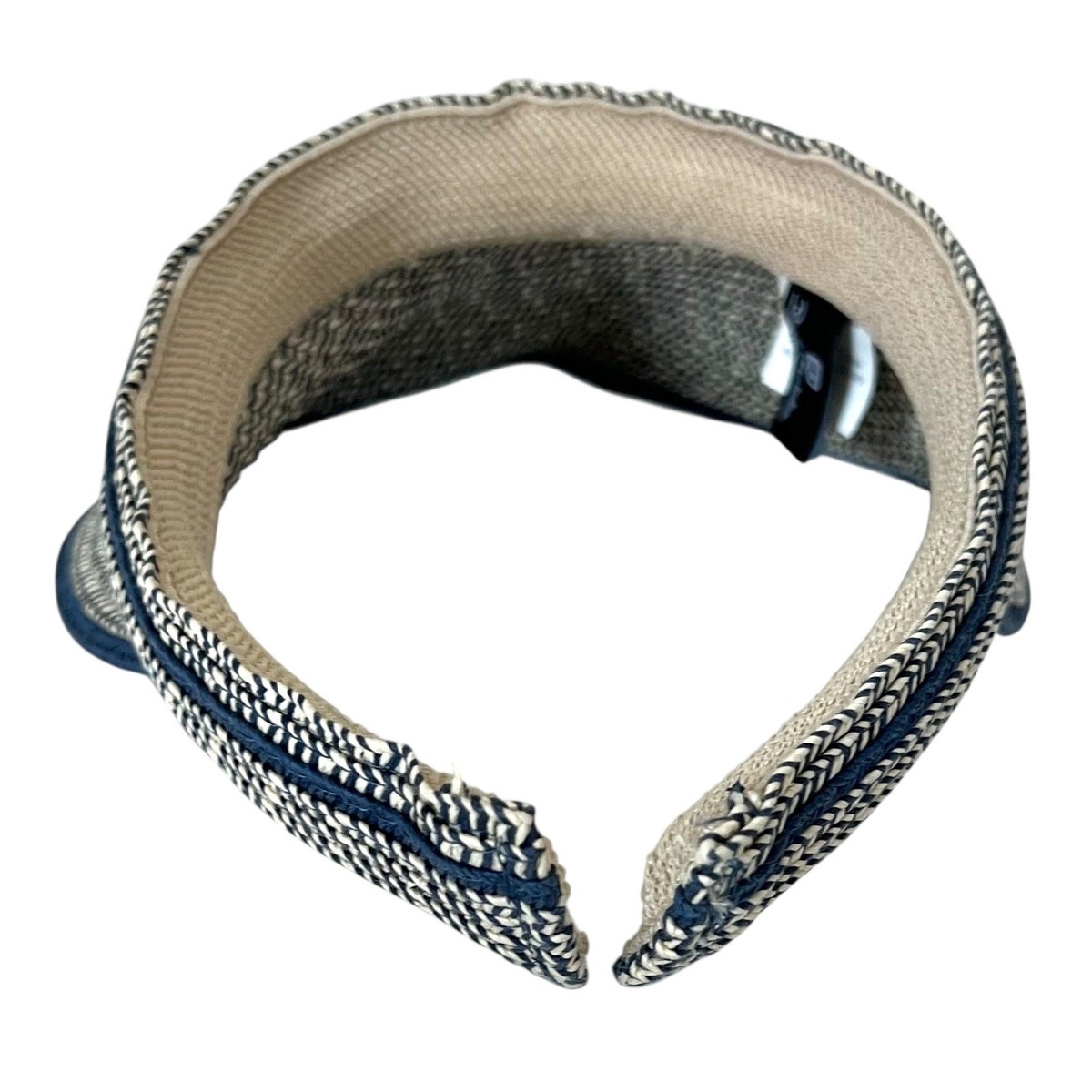 Renato Balestra Made In Italy Straw Sun Visor NWT Adjustable Velcro Tan Black Renato Balestra Women main image 2
