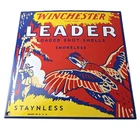 Vintage Winchester Sign - Leader Shot Gun Shells Hunting Gas Pump Porcelain Sign