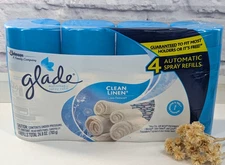 SEALED🩵Glade Clean Linen Automatic Spray Air Freshener Refill 6.2oz (Pack of 4)