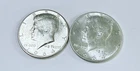 1964 KENNEDY SILVER HALF DOLLAR LOT OF 2, UNCIRCULATED 90% SILVER #9213