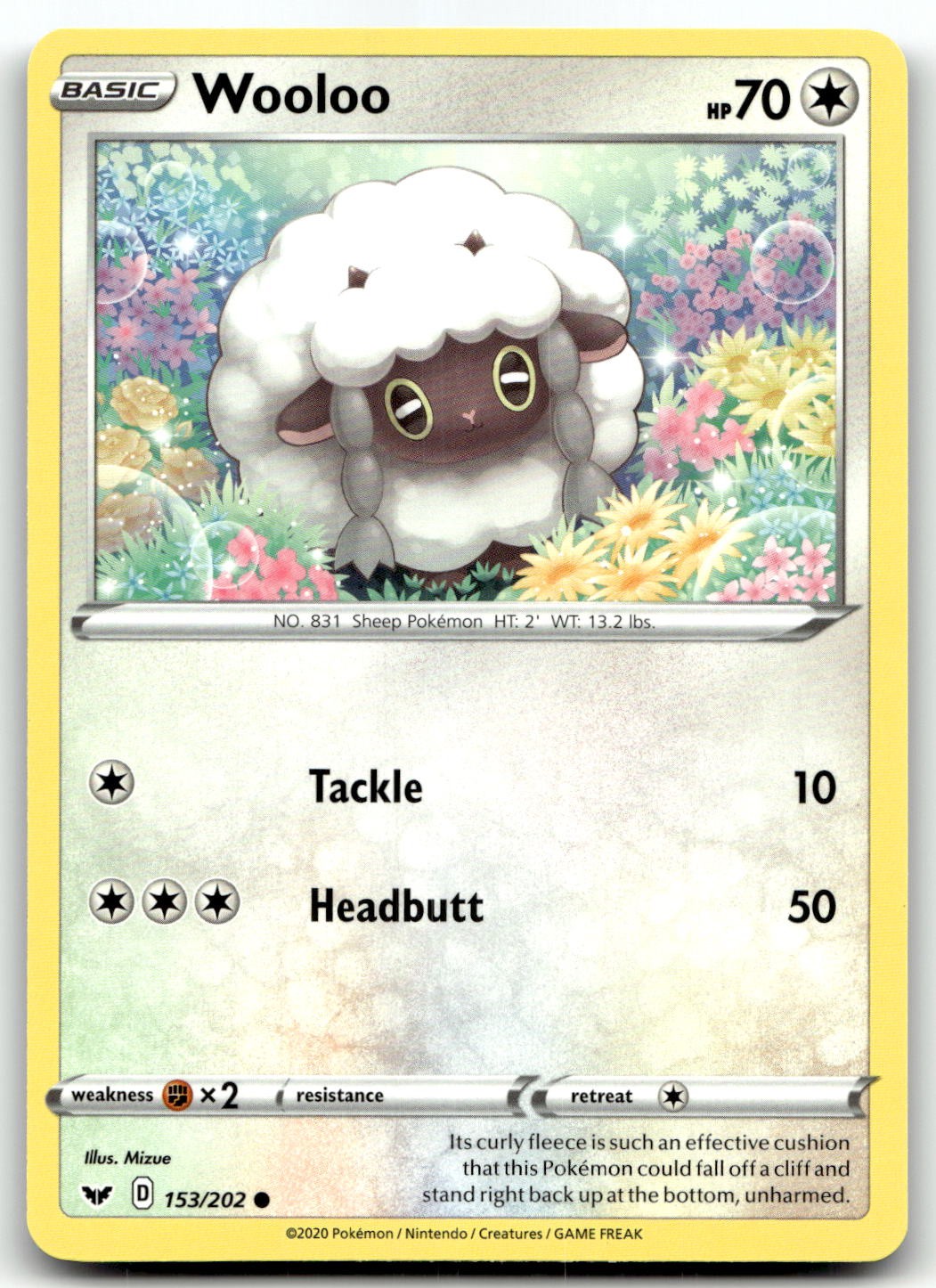 Wooloo (153) 153/202 SWSH01: Sword & Shield Base Set Normal Pokemon TCG NM