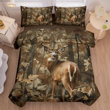 Comforter Set for Boys with Camo Design, Full Size and 5 Essential Pieces