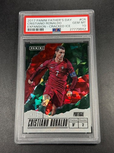 CRISTIANO RONALDO 2017 PANINI FATHER'S DAY #CR CRACKED ICE HOLO /25 PSA 10 GEM
