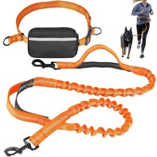 Hands Free Dog Leash with Waist Belt   No-Pull Bungee, Dual Padded Handles