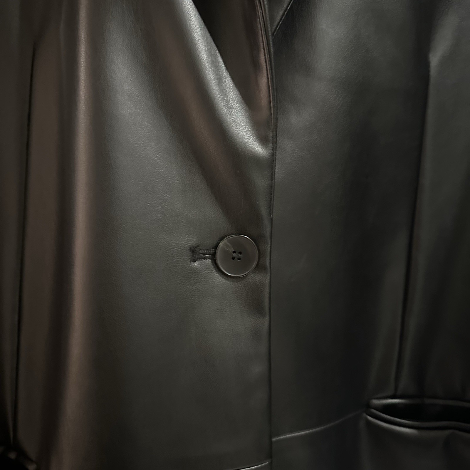 BNWT Zara Black Faux Leather Size 2XL Blazer Jacket RRP £59.99 Womens Sexy image 4