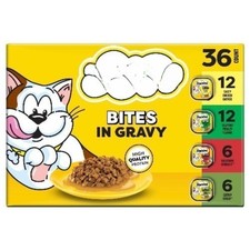Bites in Gravy Variety Pack Adult Wet Cat Food, 3.5 oz Trays, 36 pk 3.96 per gallon