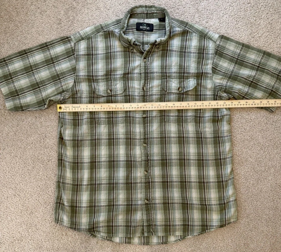 Camisa de manga corta Red Head Brand Co para hombre talla XL abotonada verde a cuadros Foto 2 de 4