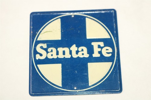 SANTA FE - Vintage 1950's Post Cereal Premium Railroad Tin Sign