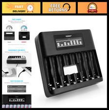 8-Bay Fast Charger for NiMH/NiCD AA AAA Rechargeable Batteries - LCD Display, US