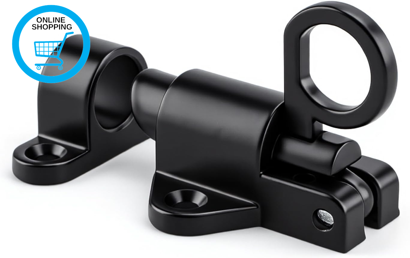 4 Pcs Door Bolt Spring Latch Lock, Garden Gate Latch for Wooden Gates, Black Doo