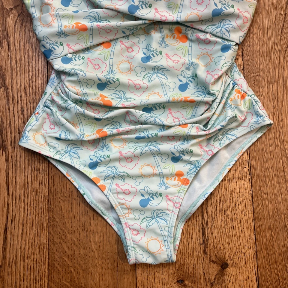 Disney Swimsuit Women's One-Piece Minnie Mouse Palm Tree Adjustable Strap, Sz. M - Image 2 of 4