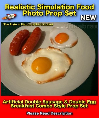 4 Stück Künstliche Doppel Wurst & Ei Realistische Simulation Essen Foto Requisite Set