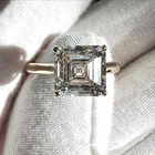 Art Deco Style 4Ct Asscher Cut Lab Created Diamond 14K Gold FN Engagement Ring