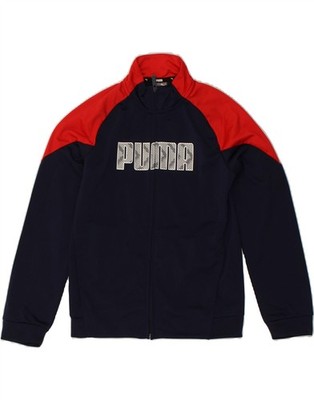 Puma Jungen Trainingsanzug Oberteil Jacke 11-12 Jahre Navy Blau Colourblock Polyester AS22