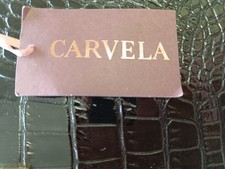 Carvela Small Black Faux Leather Mock Croc Crossbody Bag with Gold-Tone Hardware