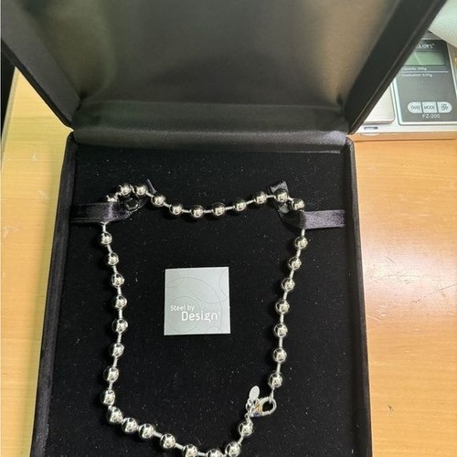 Steel By Design Ball Necklace Milor Italy Round Stainless Steel Classic 90s 18” - Picture 9 of 9