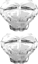 2 Pcs Transparent Love Heart Shaped Crystal Toilet Tank Button Aid, Love Hear...