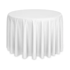 Lann’s Linens 120" Round White Polyester Tablecloth Wedding Banquet Restaurant