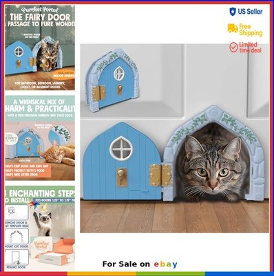 Interior Cat Door Large Lockable Fairy Door for Cats Up to 20 lbs