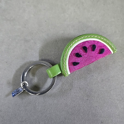 Y2K◎Coach Signature watermelon key Charm COACH Watermelon Slice Leather Signature Canva Key Chain Fob Bag