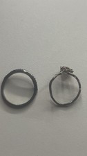 Silver Engagement Wedding Ring Set with Gemstone Accent, Ring Size 7