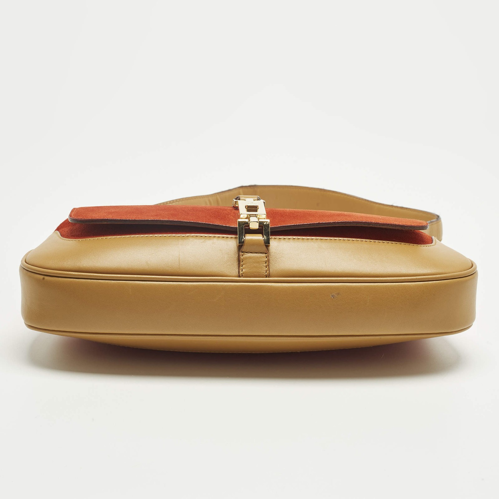 Gucci Jackie O Flap TanOrange Leather and Suede Shoulder Bag thumbnail 10