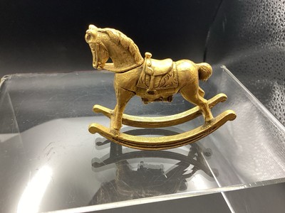 Vintage Rare Factor Hypnotique cream perfume compact Solid Brass Rocking Horse