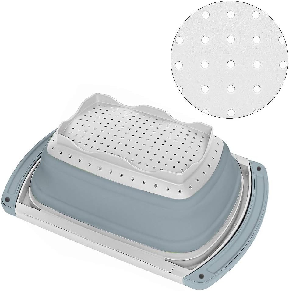 Qimh Collapsible Colander | Over The Sink Silicone Kitchen Strainers and Colande
