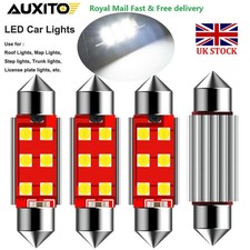 AUXITO 2PCS 41mm 6SMD 4014 CANBUS LED'S White interior footwell plate Light Bulb