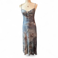Muted blue floral maxi dress with tie-up front detail (dress included only)