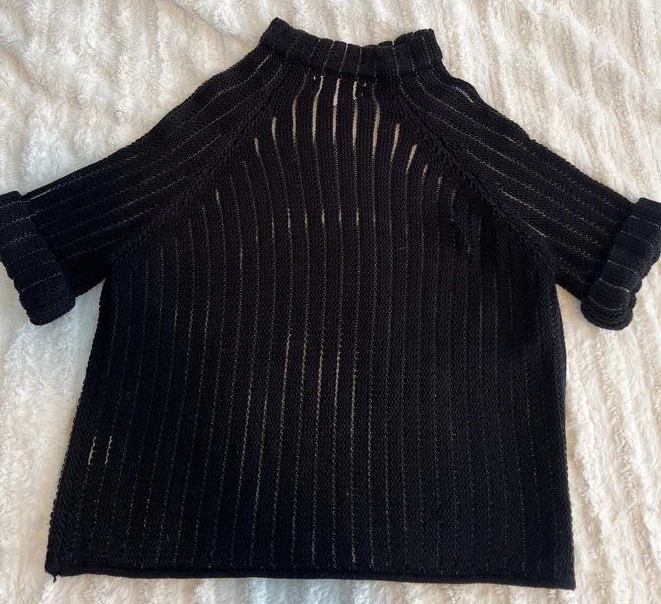 Suéter Top Camisa JOA Los Angeles Para Mujer Manga Corta Cuello Simulado Talla M Negro Foto 4 de 4