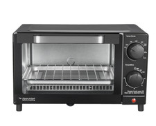 Mainstays 4 Slice Toaster Oven with 3 Settings, includes Baking Rack and Pan, Bl