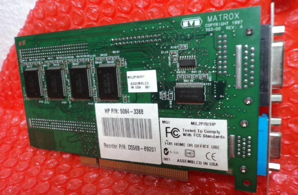 D3568-69201 HEWLETT PACKARD HP MATROX PCI VIDEO CARD MILLENNIUM II 8MB WITH VGA - Image 3 of 4