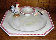 Home Decor Chip & Dip Serving Platter - Rooseter - The Mane Lion Italy - 14 1/8"