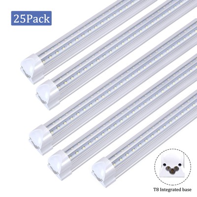 25Pcs T8 2FT Integrated Led Tube Light Bulbs 18W 2' Led Shop Light Fixture 6000K