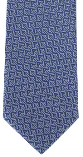 Michelsons of London Blue Interlocking Geometric Tie & Pocket Square Set - Picture 5 of 6