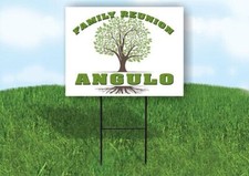 ANGULO FAMILY REUNION GR TREE 18 in x24 in Yard Sign Road Sign with Stand