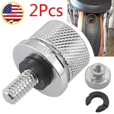 2x Knurled Screw Rear Seat Bolts Quick Release For Heritage Softail Classic USA