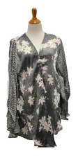 Cejon Womens Grey Flowered Cover Up Top light weight