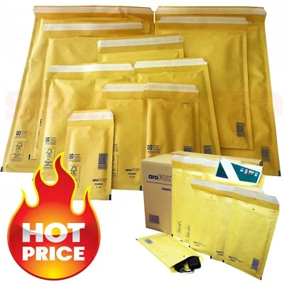 AROFOL GENUINE GOLD BUBBLE PADDED ENVELOPES MAILERS BAGS *ALL SIZES / QTY'S*