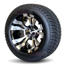 12" VAMPIRE BLACK & MACHINED WHEELS AND COMFORTRIDE 215/50-12 TIRES - SET OF 4