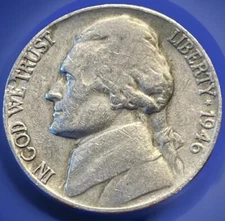 1946-D 5C Jefferson Nickel. Perfect Album Hole Filler! JN-062