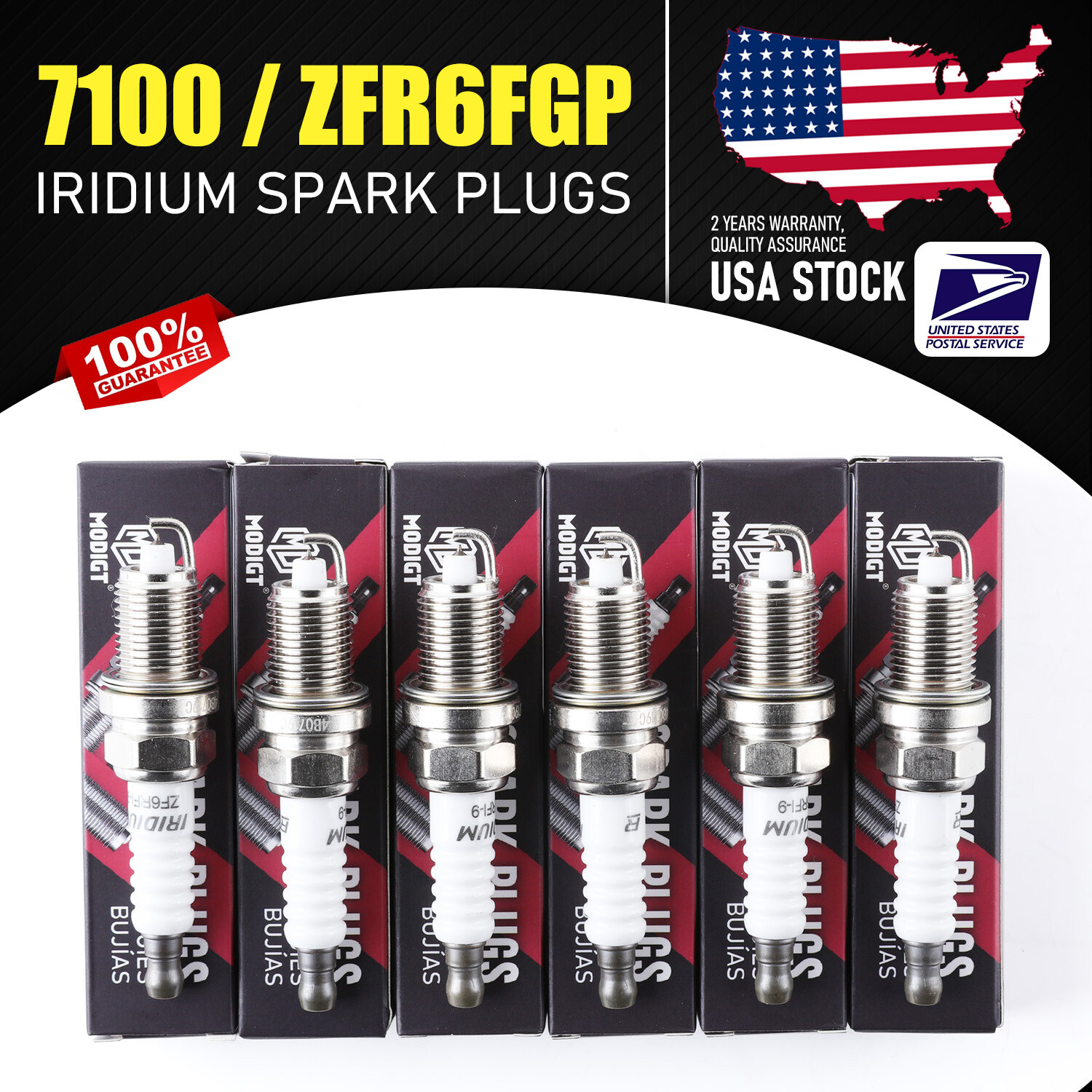OEM Quality 6Pcs Fit NGK 7100 / ZFR6FGP Standard Iridium Spark Plug New US Stock